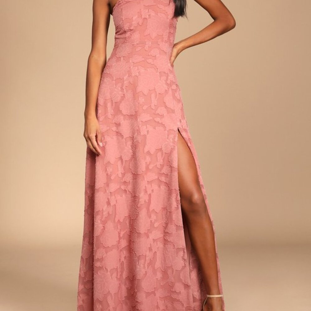 Lulus Garden Of Romance Rusty Rose Burnout Maxi Dress Pink NWT - Size M